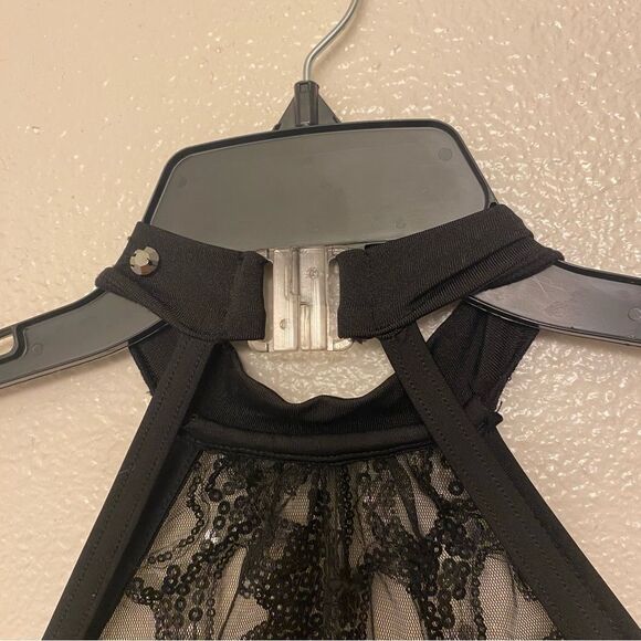 Glamour solo dance costume black sequin bikeatard leotard LA-Large adult - Picture 8 of 14